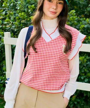BENECIA 12 Red Checked Vest
