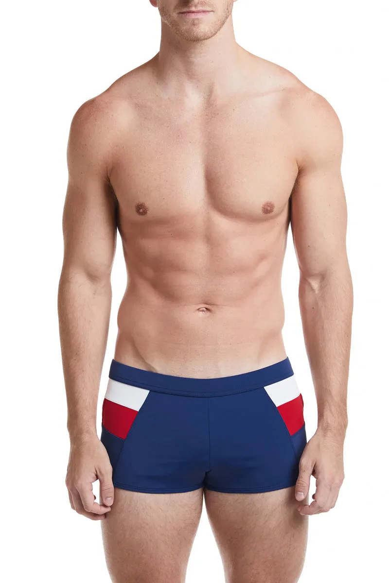 Black Color Block - EVANDER Square Cut Swim Brief