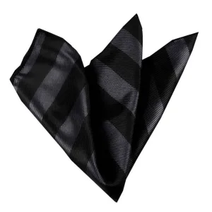 Black Grey Stripes Pocket Square for Men - Premium Silk Handkerchiefs for Suits