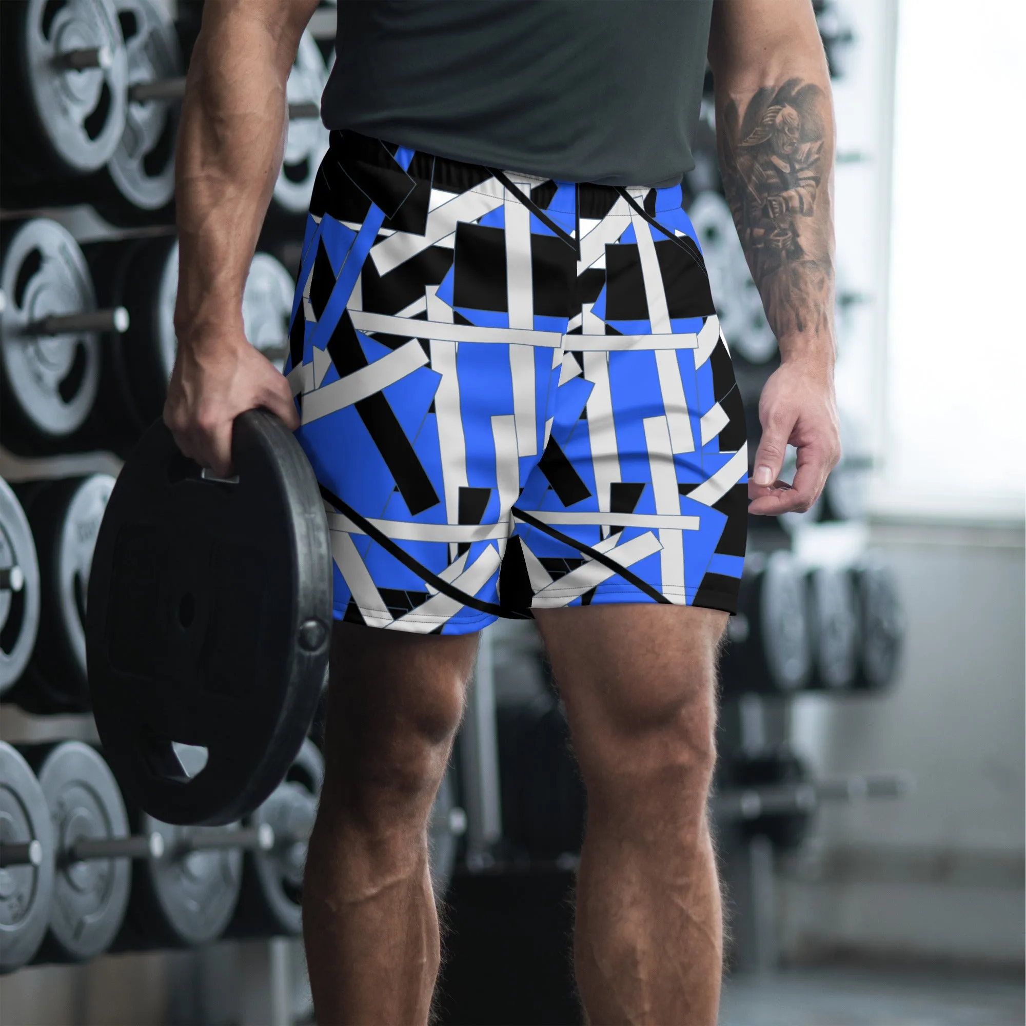Blue Geometric Men's Athletic Shorts