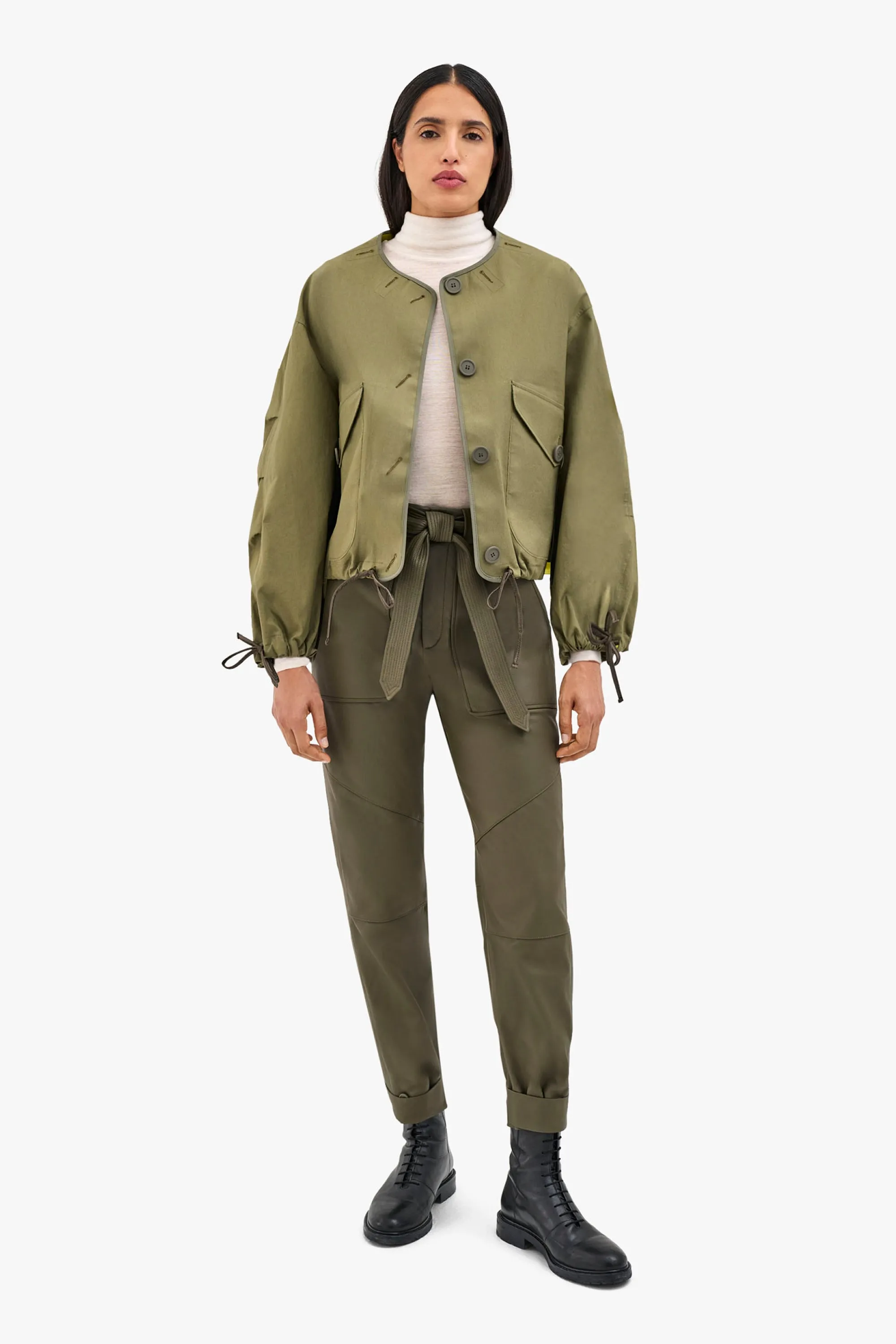 Bonded Rain Bomber - Pale Olive / Chartreuse