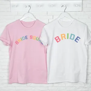 Bride To Be And Hen Rainbow T Shirt Set