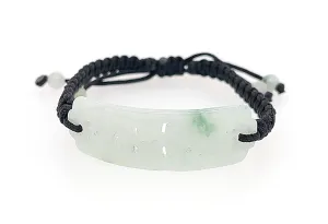 Burmese Jadeite Carved Good Fortune Men's Silk Bracelet