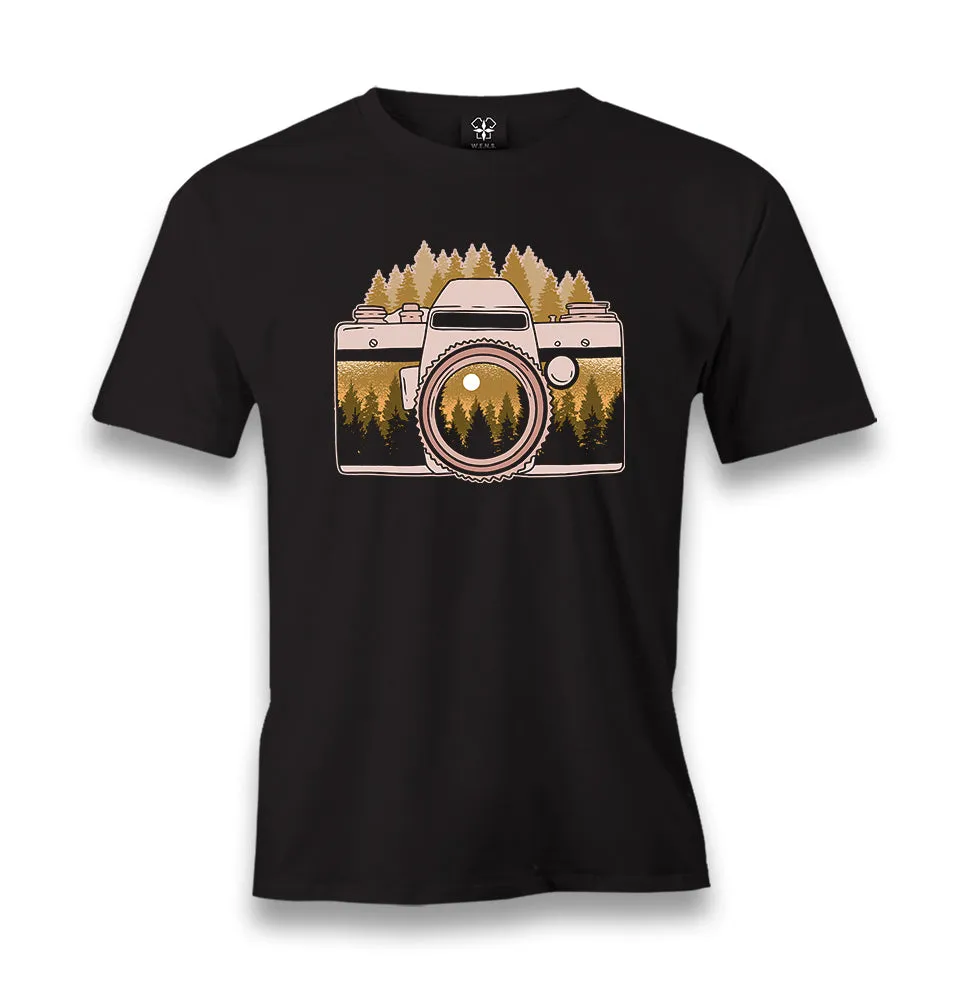 Camera with a Forest View Men's Black Tshirt