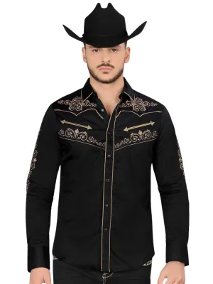 Camisa Vaquera Bordada Manga Larga para Hombre 'Montero' - ID: 3547