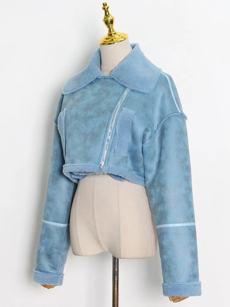 Casual Colorblock Patchwork Coat