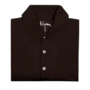 Chocolate Brown Short Sleeve Pure Silk Polo Shirt