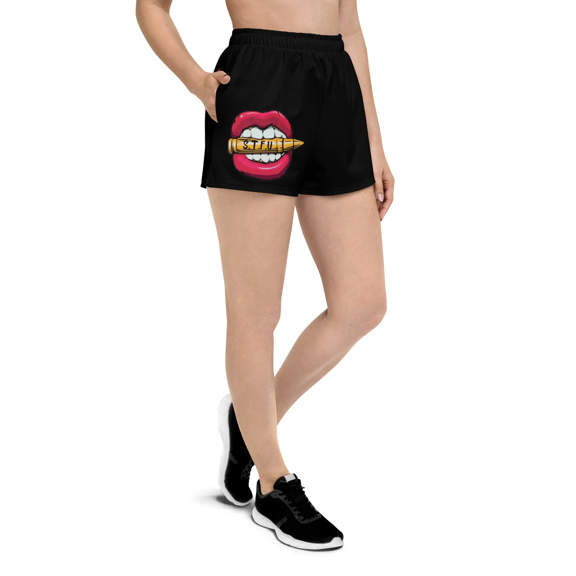 Classic STFU Logo Women’s Athletic Shorts - Black