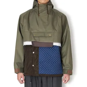 Color Matching Men's Hooded Semi Zipper Silhouette Jacket