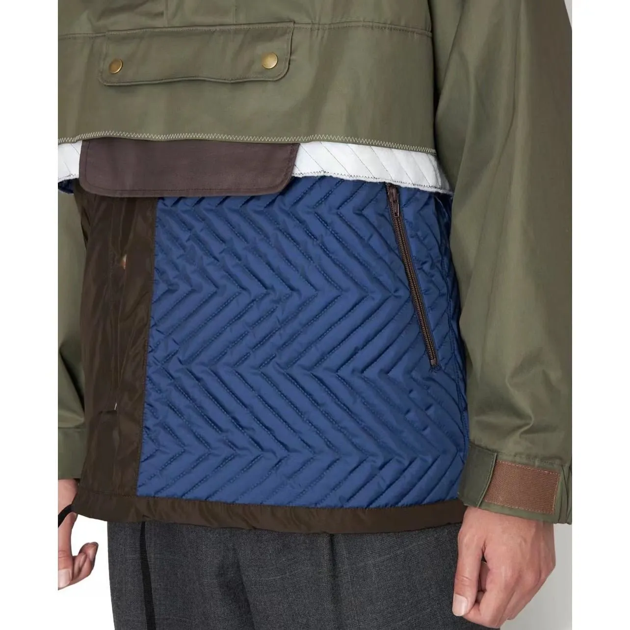 Color Matching Men's Hooded Semi Zipper Silhouette Jacket