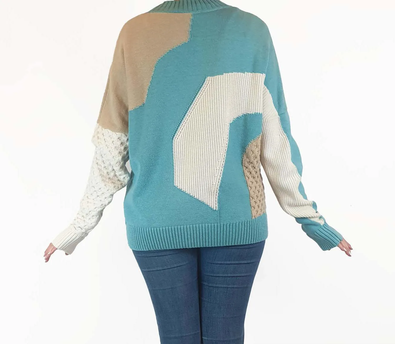 Cos wool-cotton uniquely textured patchwork jumper size S