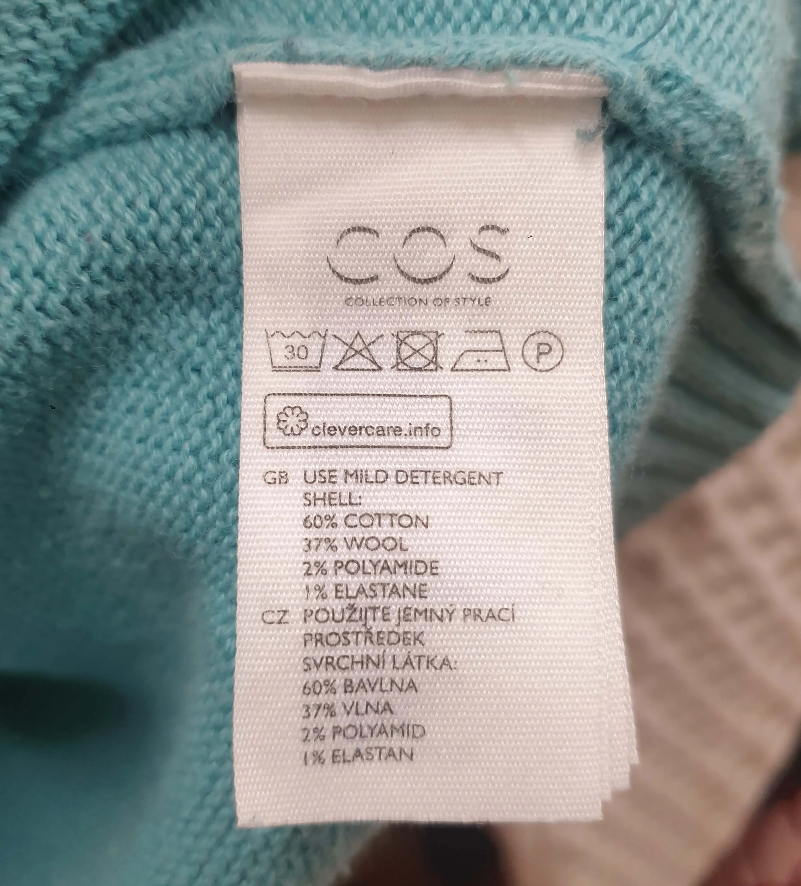 Cos wool-cotton uniquely textured patchwork jumper size S