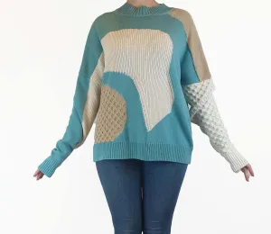 Cos wool-cotton uniquely textured patchwork jumper size S