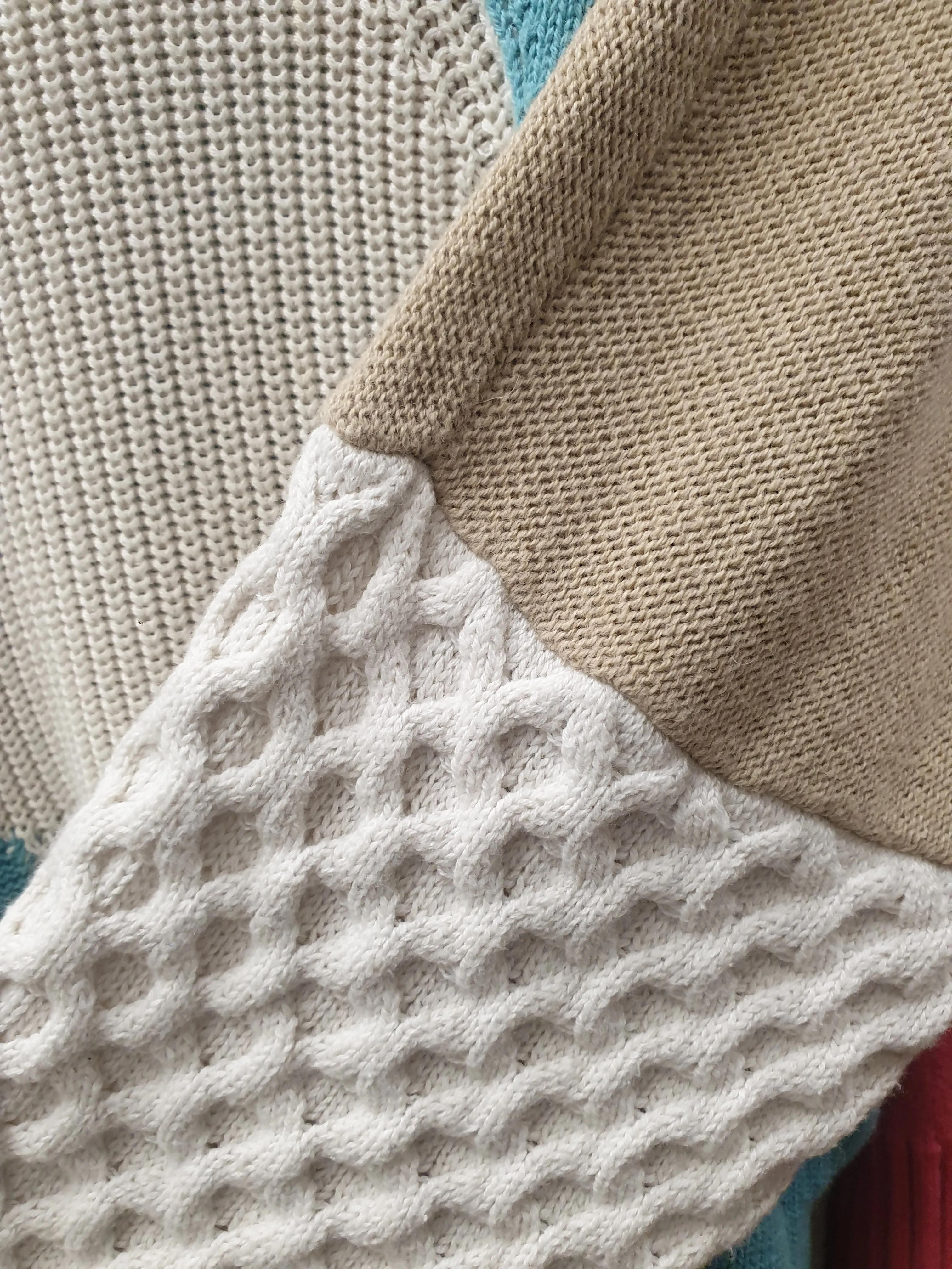 Cos wool-cotton uniquely textured patchwork jumper size S