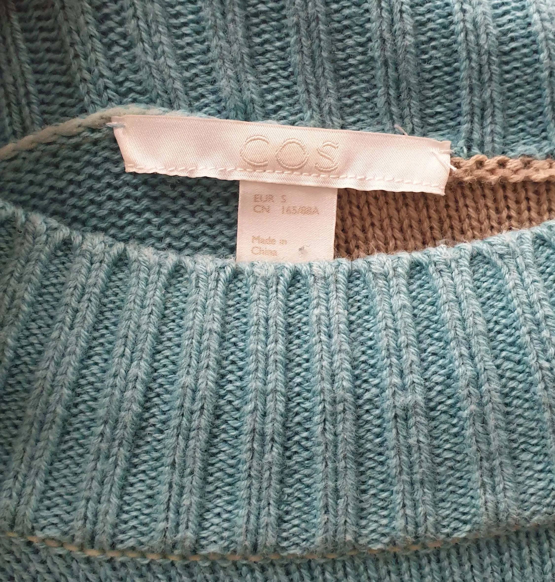 Cos wool-cotton uniquely textured patchwork jumper size S