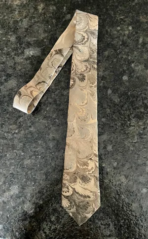Dark Beige bouquet   3” Silk Tie  water marbled