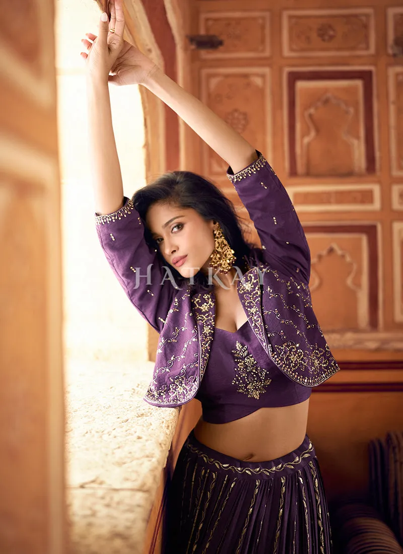 Deep Purple Jacket Style Lehenga Choli