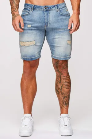 DENIM SHORT - STRONG WASH DARK BLUE