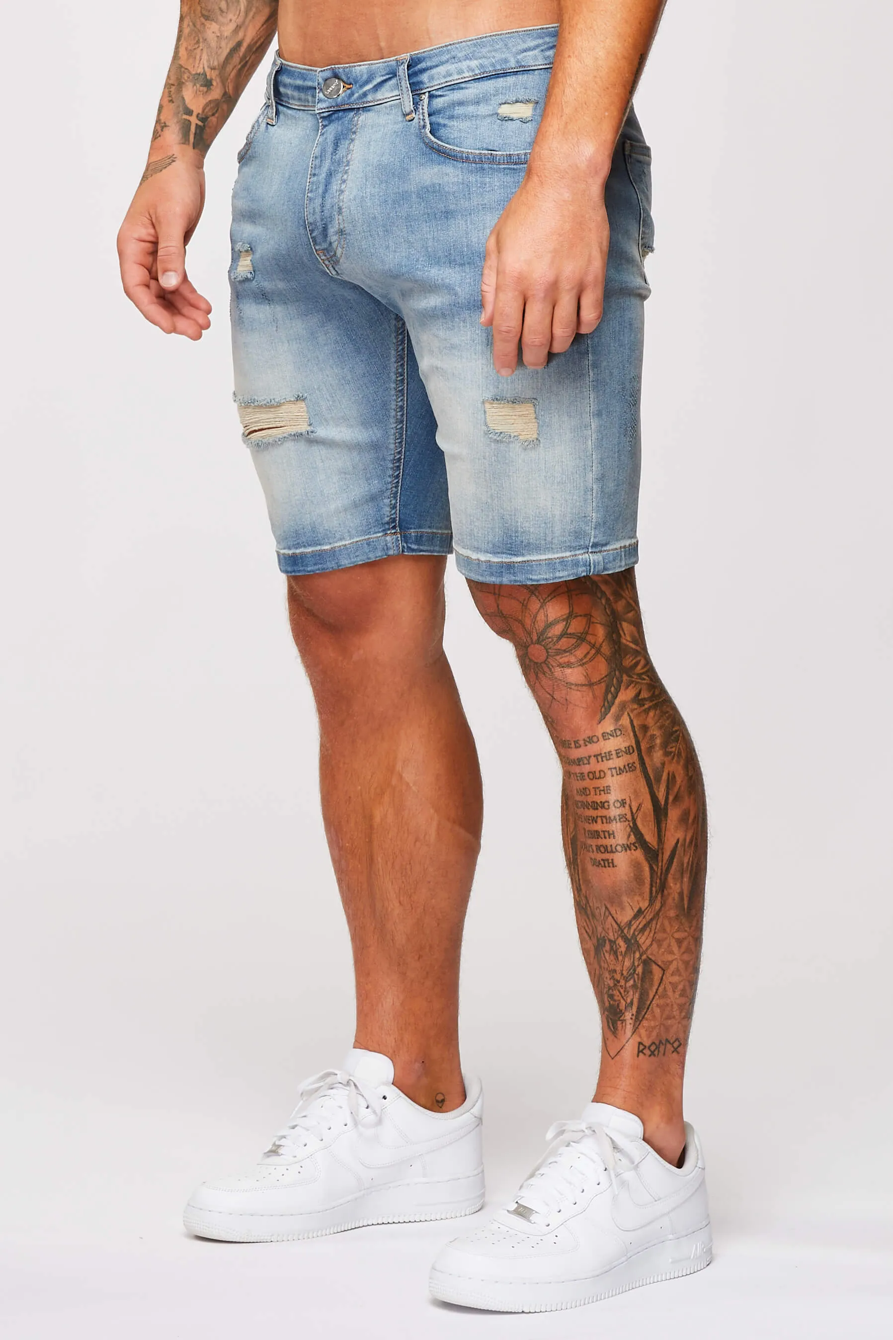 DENIM SHORT - STRONG WASH DARK BLUE