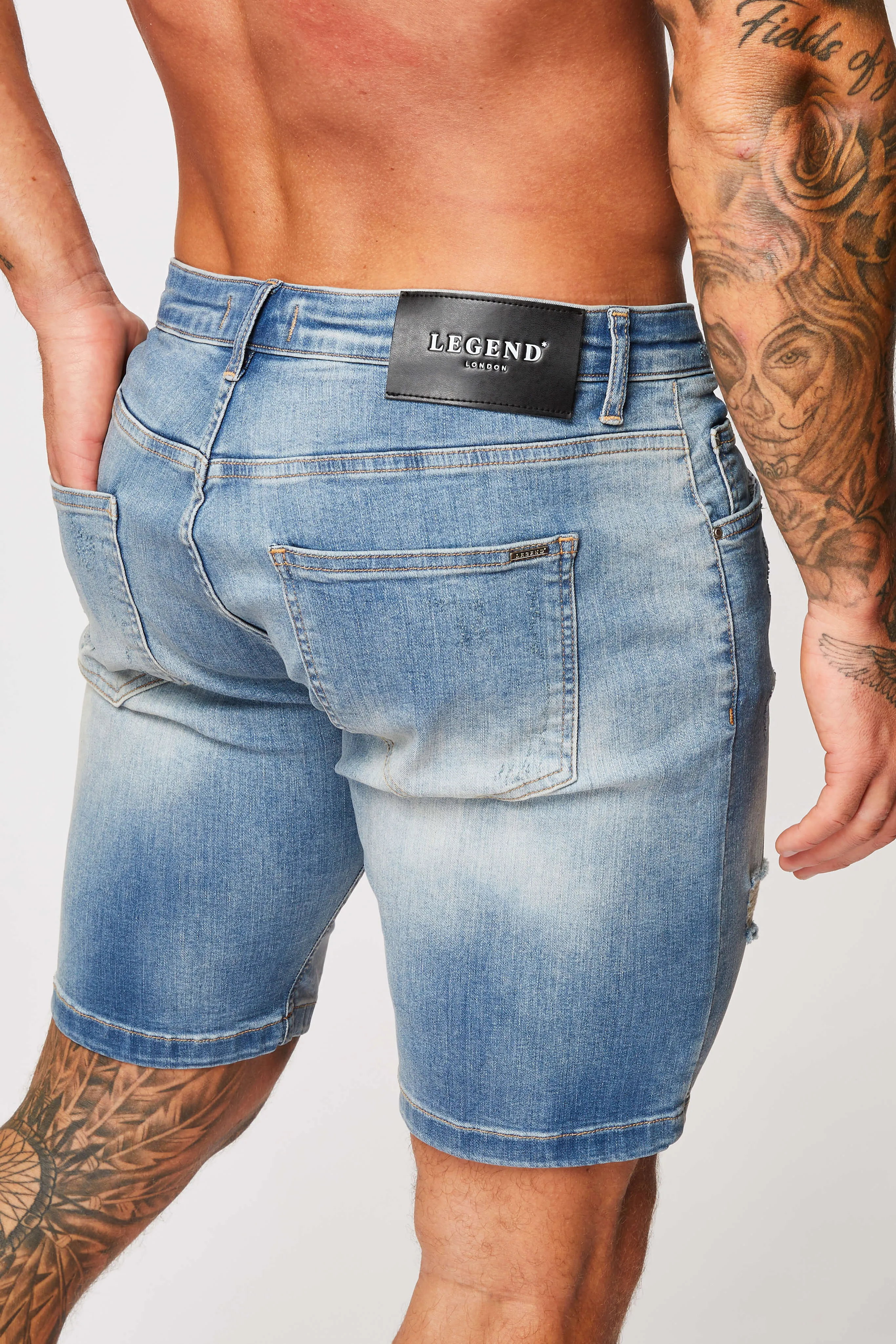 DENIM SHORT - STRONG WASH DARK BLUE