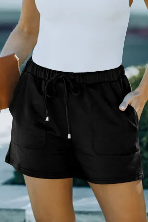 Drawstring Elastic Waist Pocketed Shorts