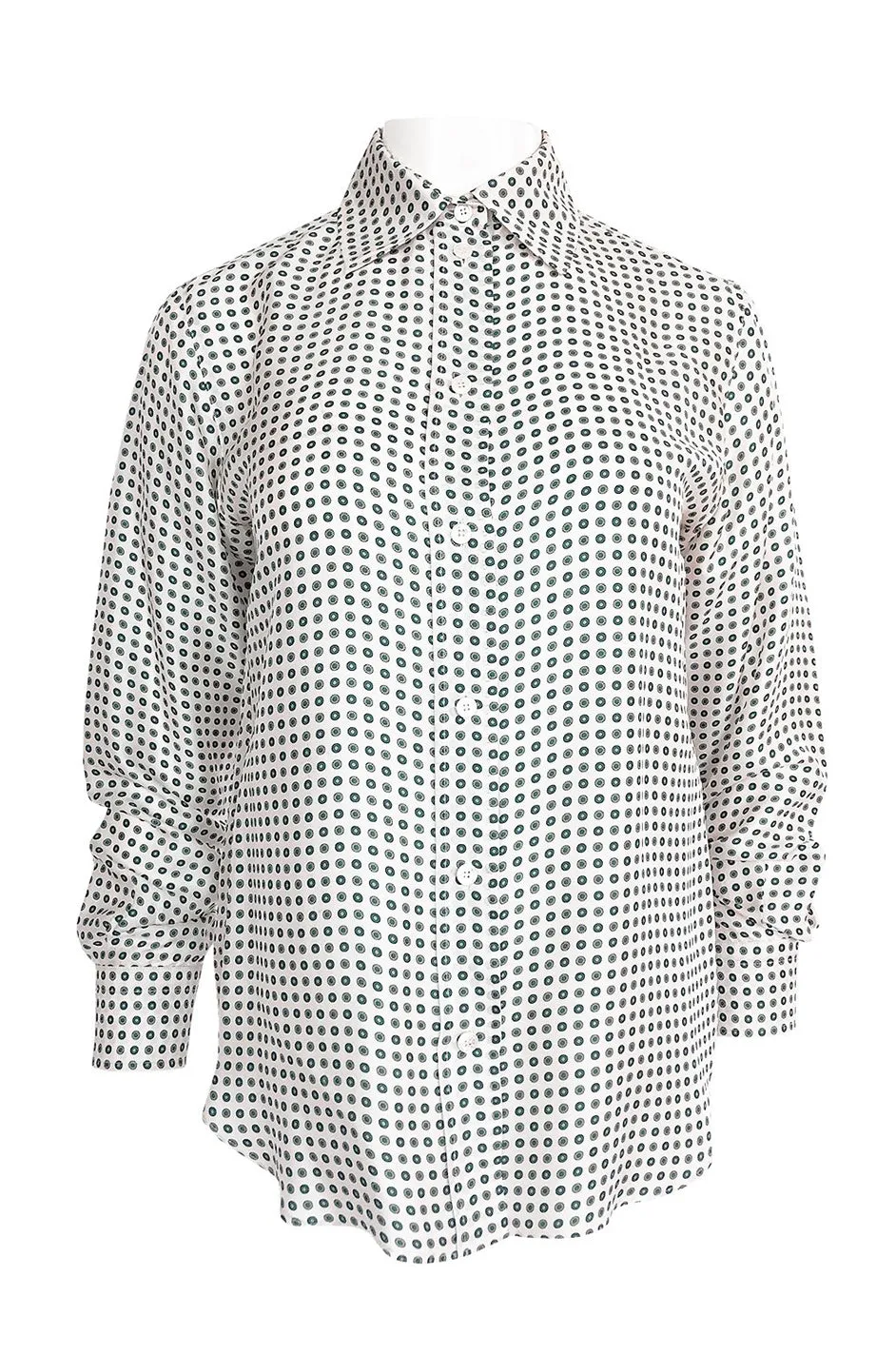Early 2000s Chloe Printed Men's 'Tie' Silk Twill Button Down Top