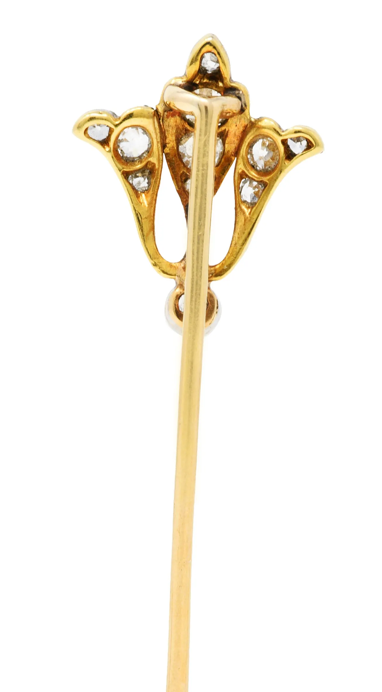 Edwardian 0.40 CTW Diamond Platinum-Topped 14 Karat Gold Lily Of The Valley Stickpin