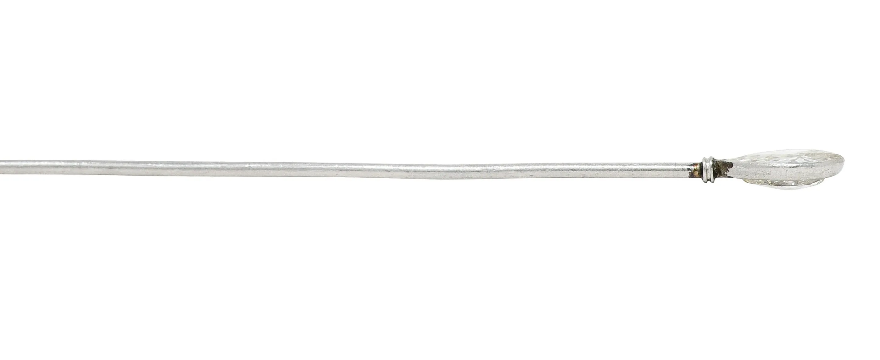 Edwardian 0.80 CTW Old Pear Cut Diamond Platinum Stickpin