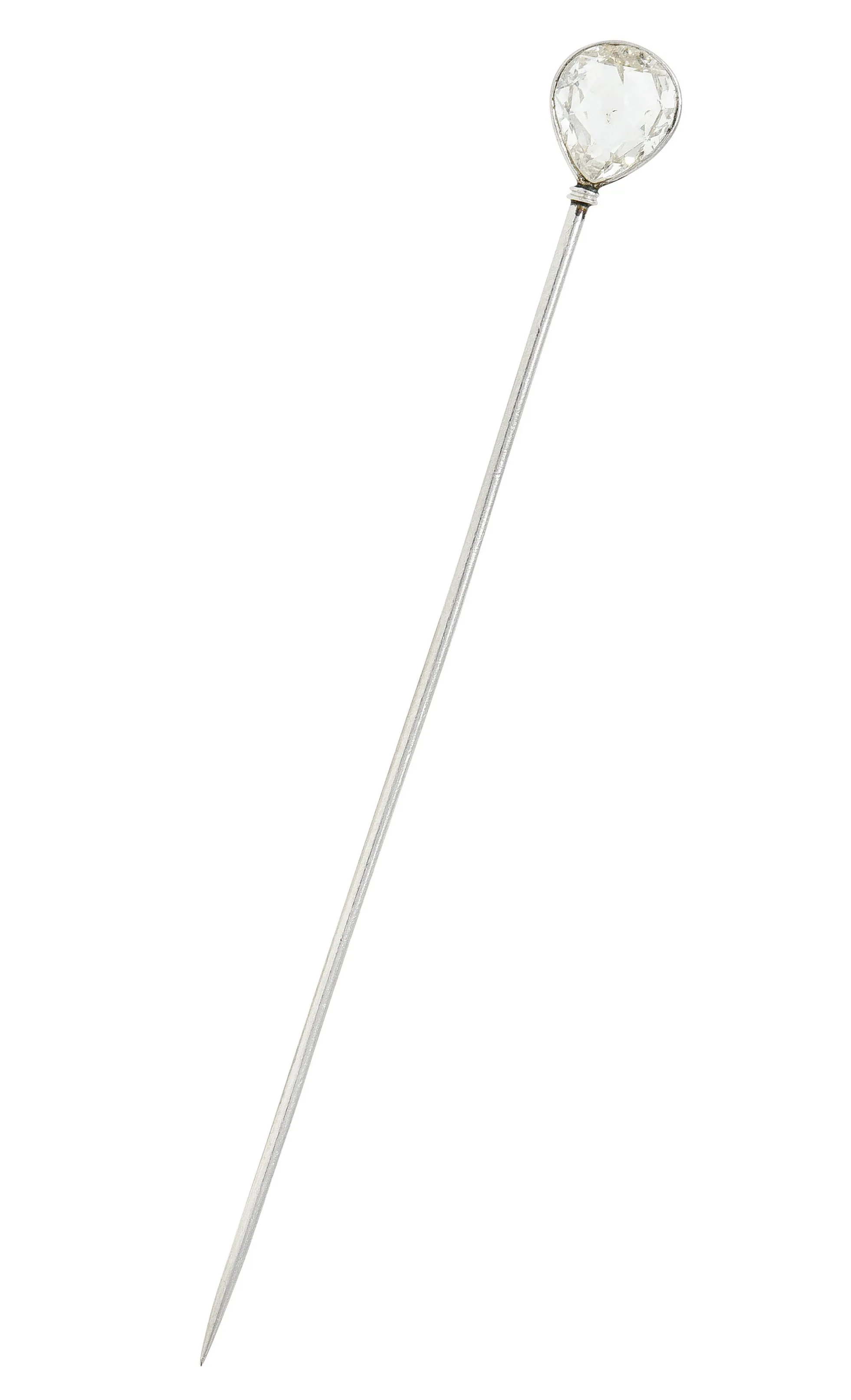 Edwardian 0.80 CTW Old Pear Cut Diamond Platinum Stickpin