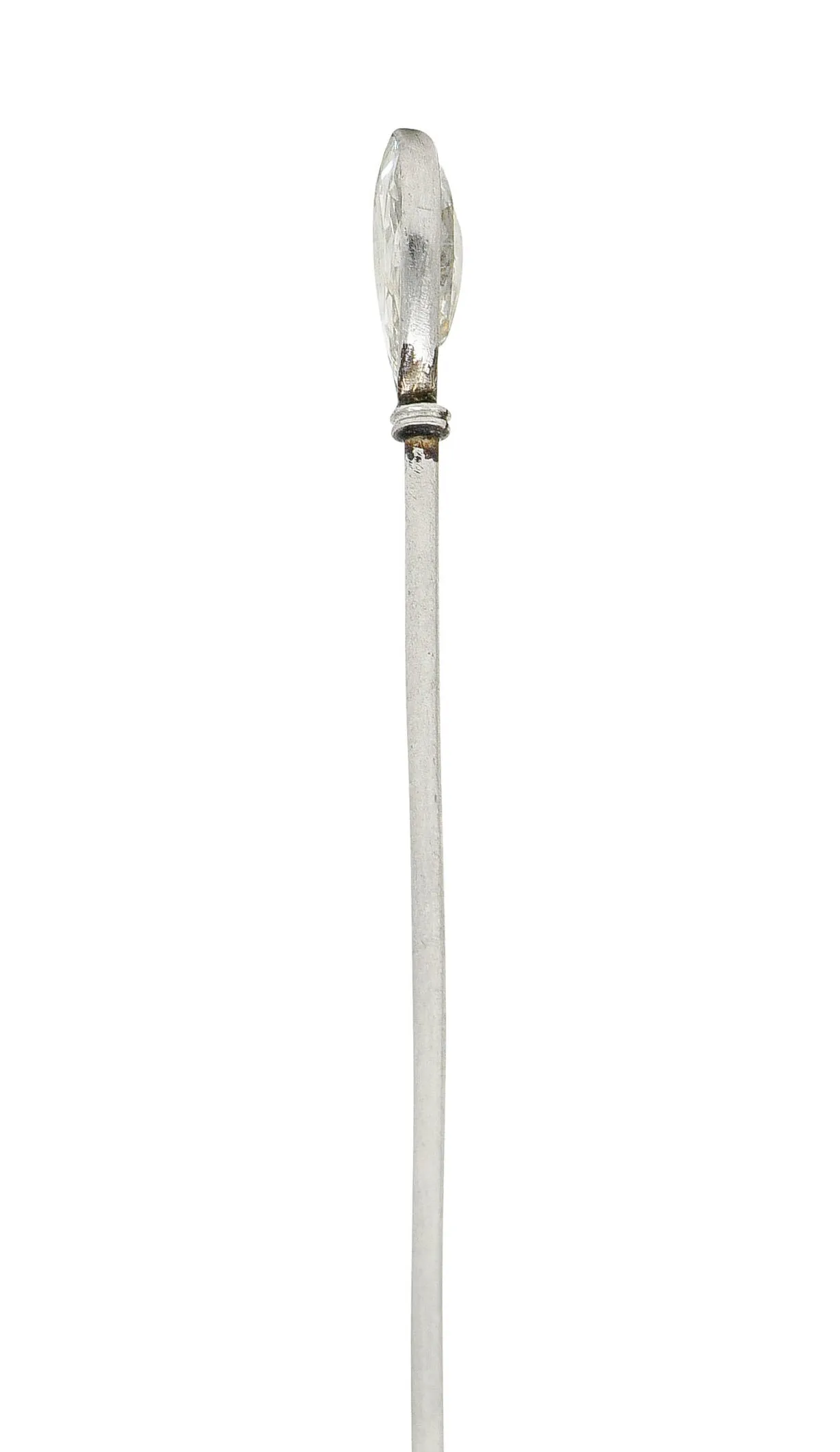 Edwardian 0.80 CTW Old Pear Cut Diamond Platinum Stickpin