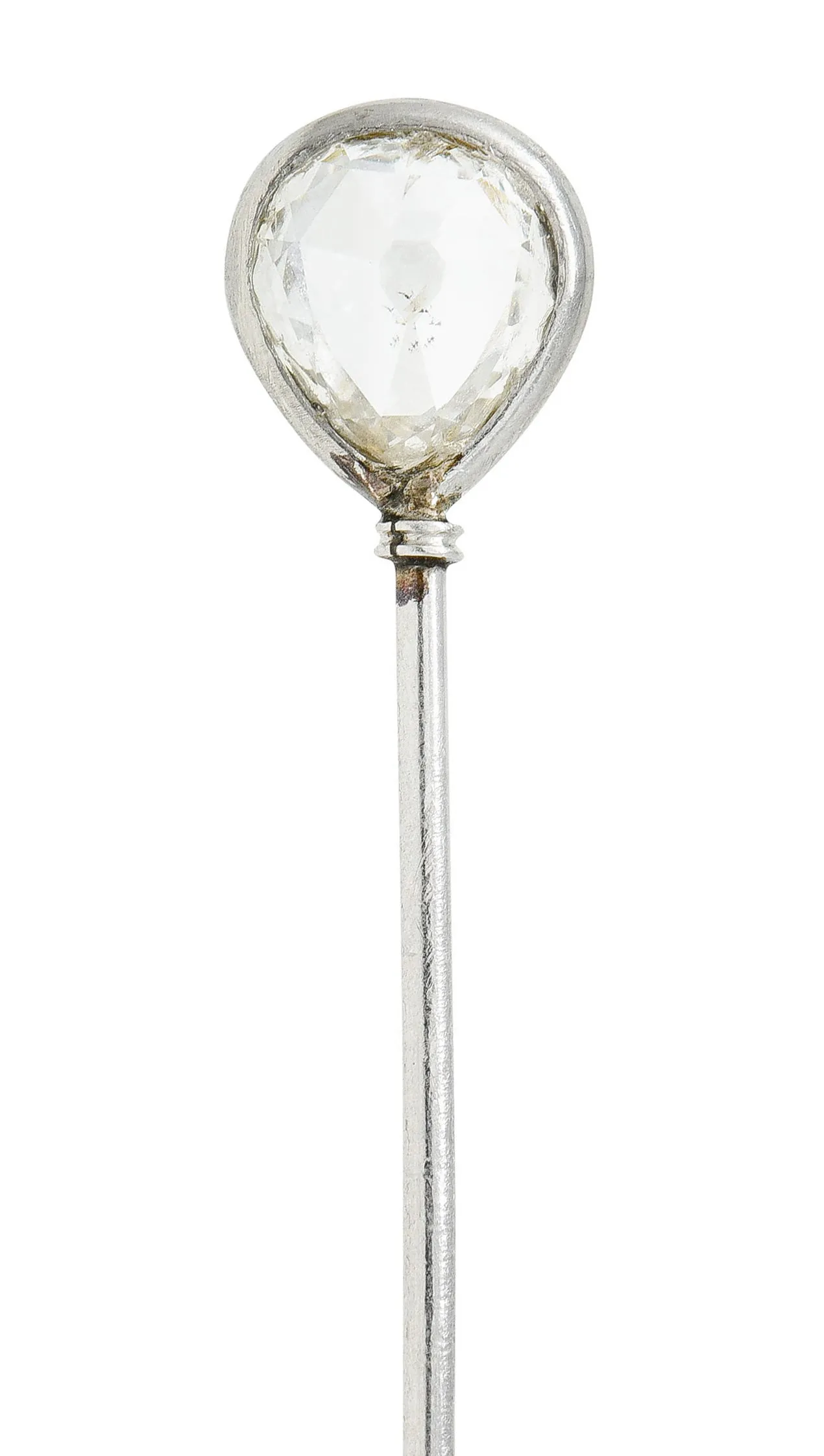 Edwardian 0.80 CTW Old Pear Cut Diamond Platinum Stickpin