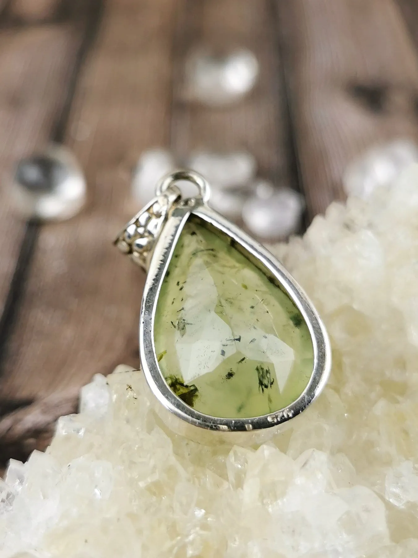 Faceted Prehnite Pendant