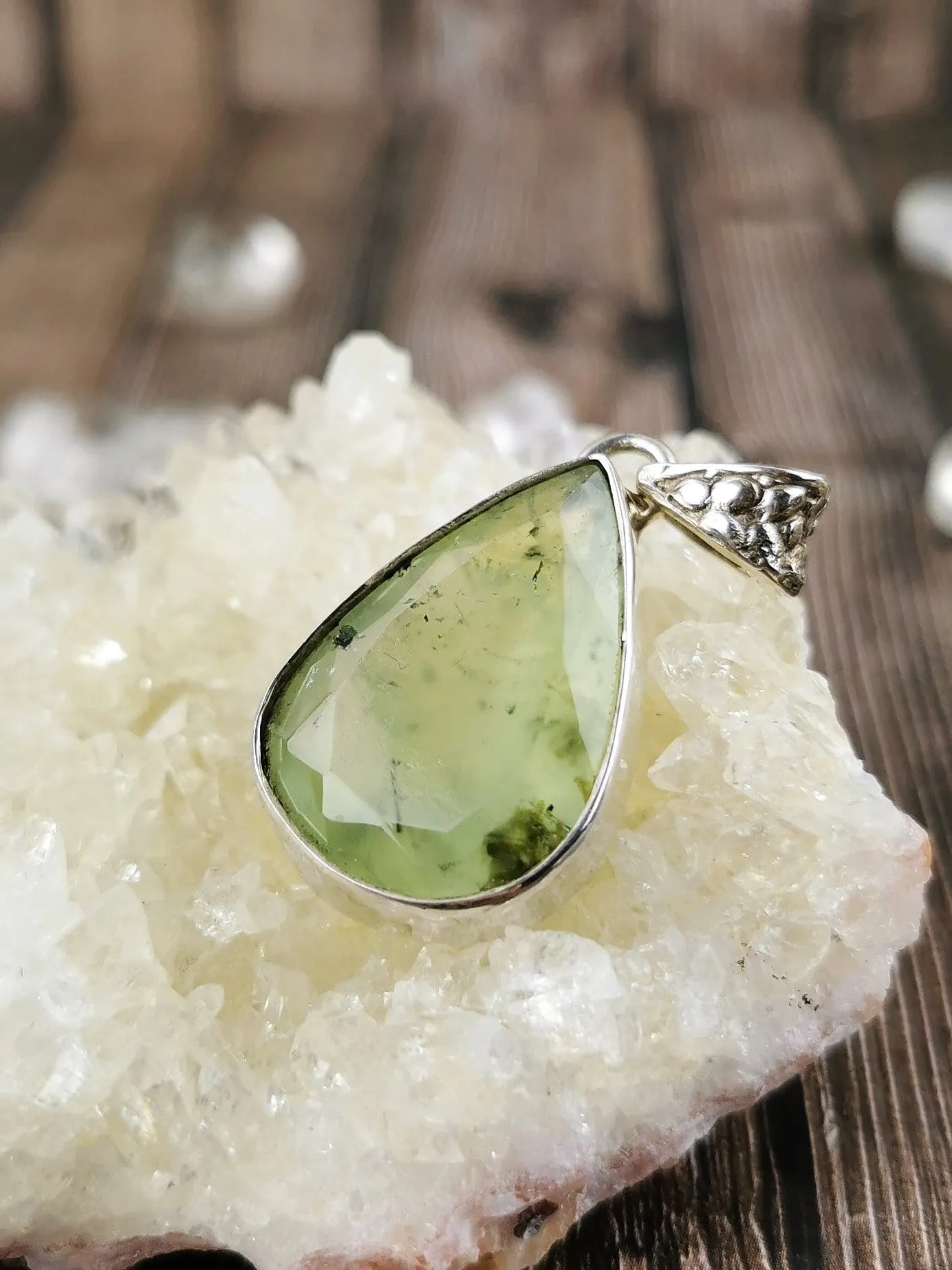 Faceted Prehnite Pendant