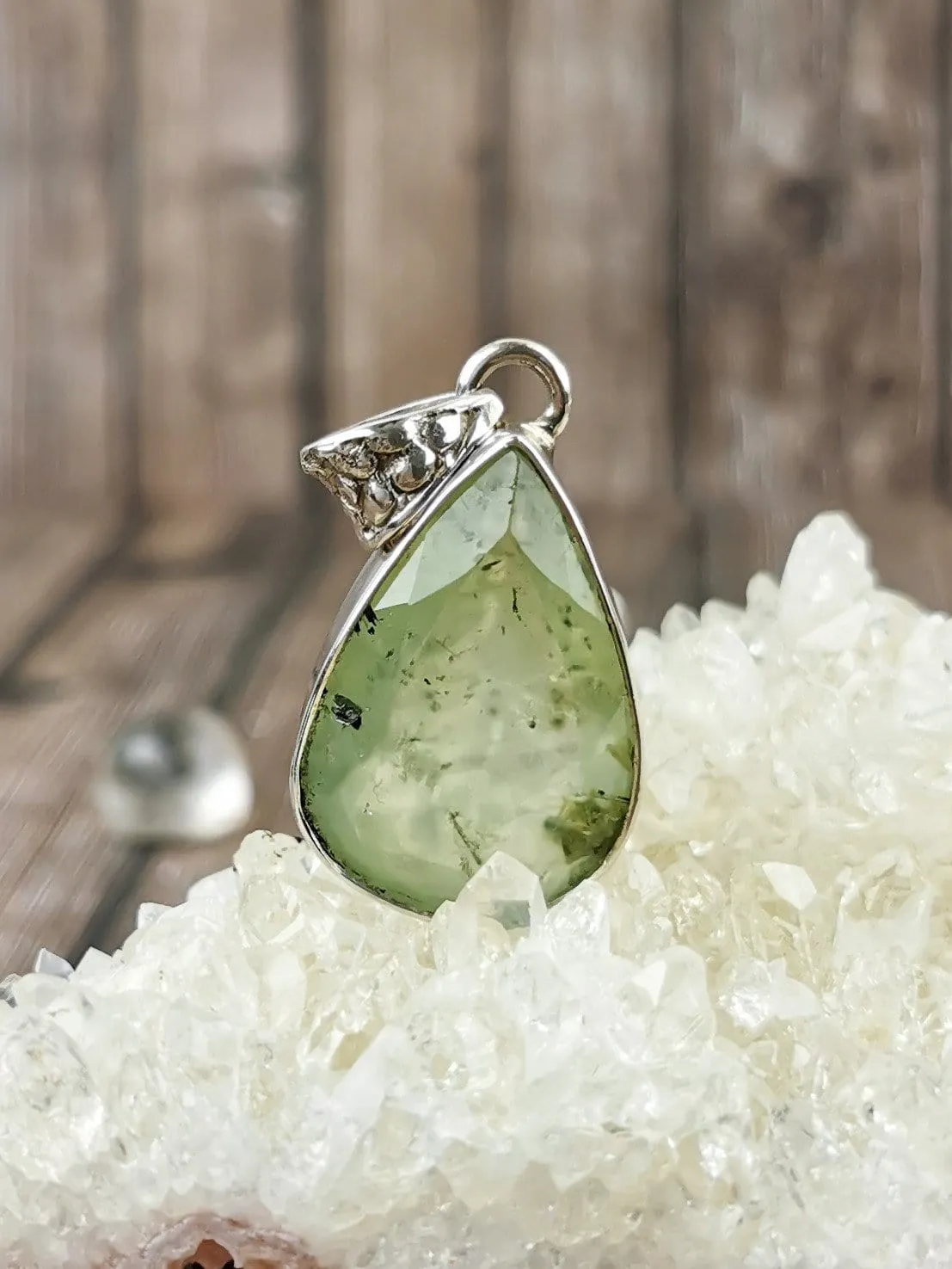 Faceted Prehnite Pendant