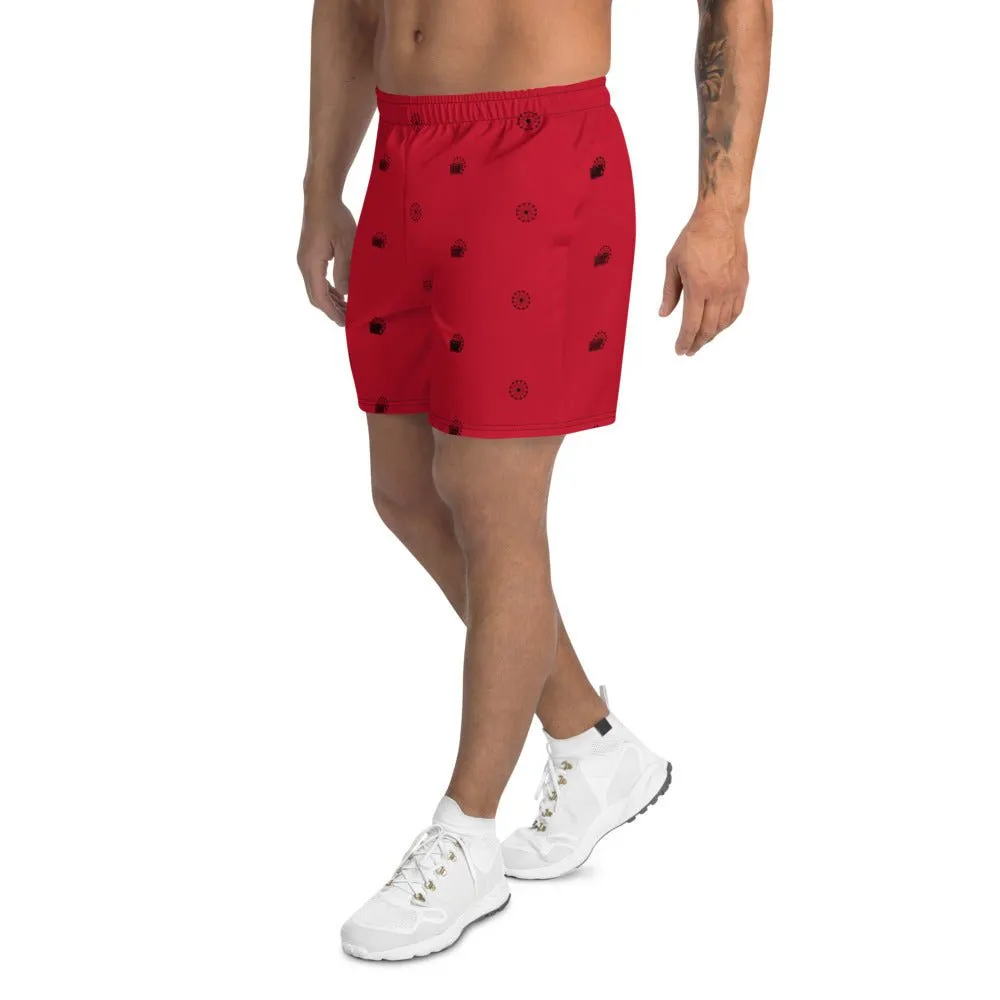 Farris Wheel Men's Athletic Long Shorts Red