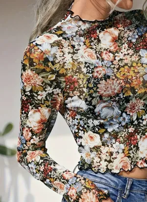 Floral Mesh Top