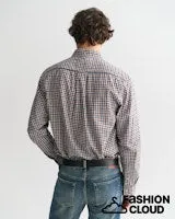 Gant Mens Twill Gingham shirt Forest Geen and Wine