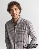 Gant Mens Twill Gingham shirt Forest Geen and Wine