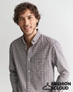 Gant Mens Twill Gingham shirt Forest Geen and Wine