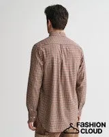 Gant Mens Twill Gingham shirt Forest Geen and Wine