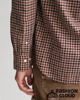 Gant Mens Twill Gingham shirt Forest Geen and Wine
