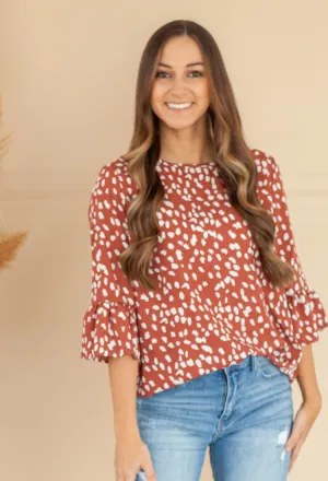 Geo Dressy Blouse in Dk Mauve