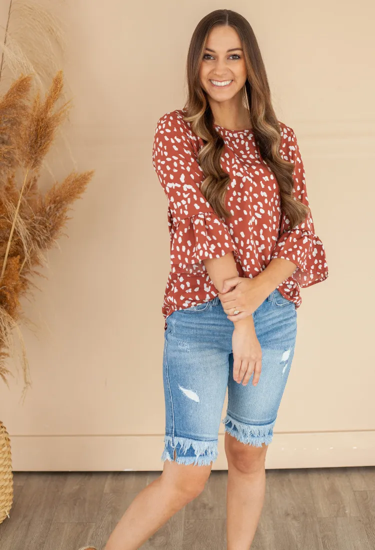 Geo Dressy Blouse in Dk Mauve