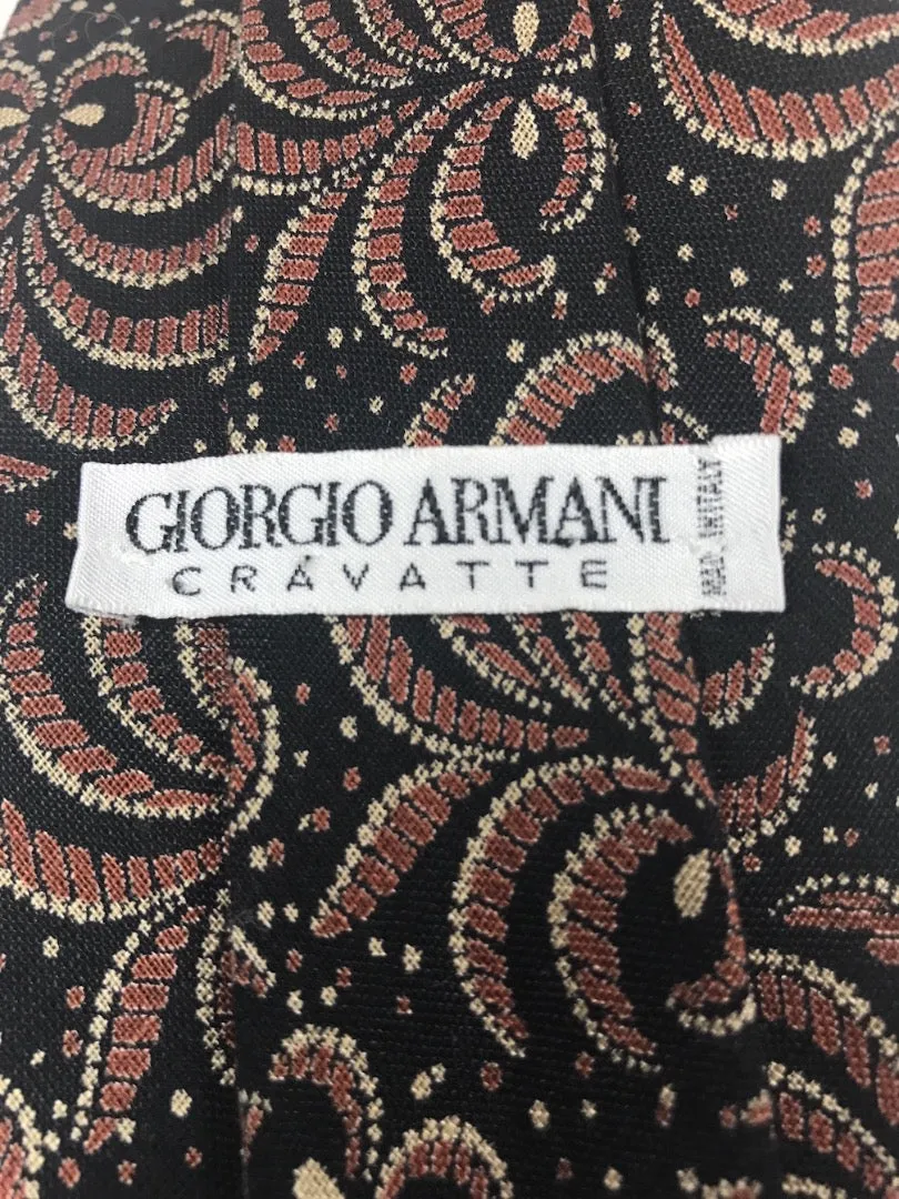GIORGIO ARMANI Navy Neck Tie w/Fleur De Lis Pattern 56 in.