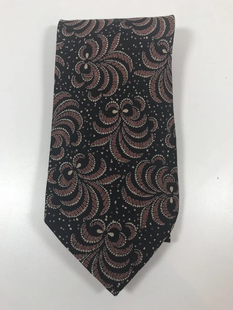 GIORGIO ARMANI Navy Neck Tie w/Fleur De Lis Pattern 56 in.