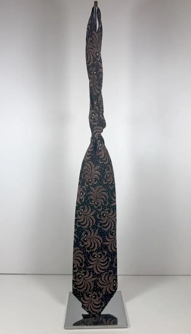 GIORGIO ARMANI Navy Neck Tie w/Fleur De Lis Pattern 56 in.