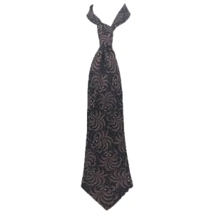 GIORGIO ARMANI Navy Neck Tie w/Fleur De Lis Pattern 56 in.