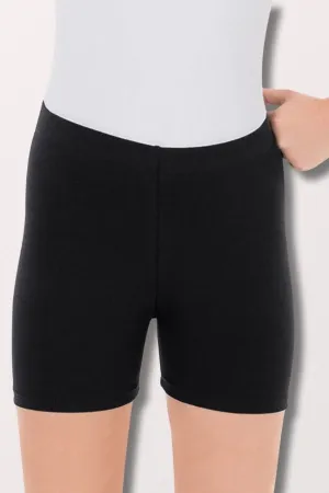 Girls Cotton/Lycra Mid-Thigh Bike Shorts - Black