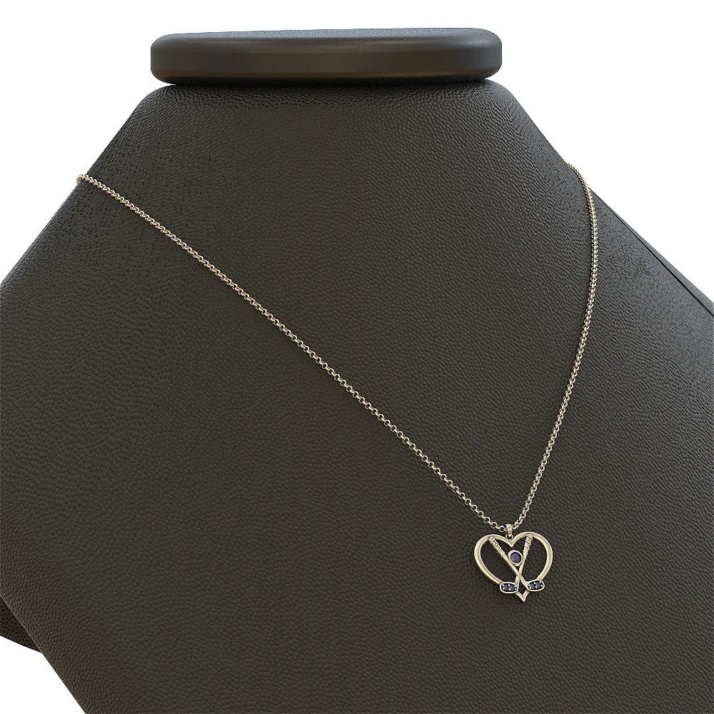 Golf Clubs Heart Pendant