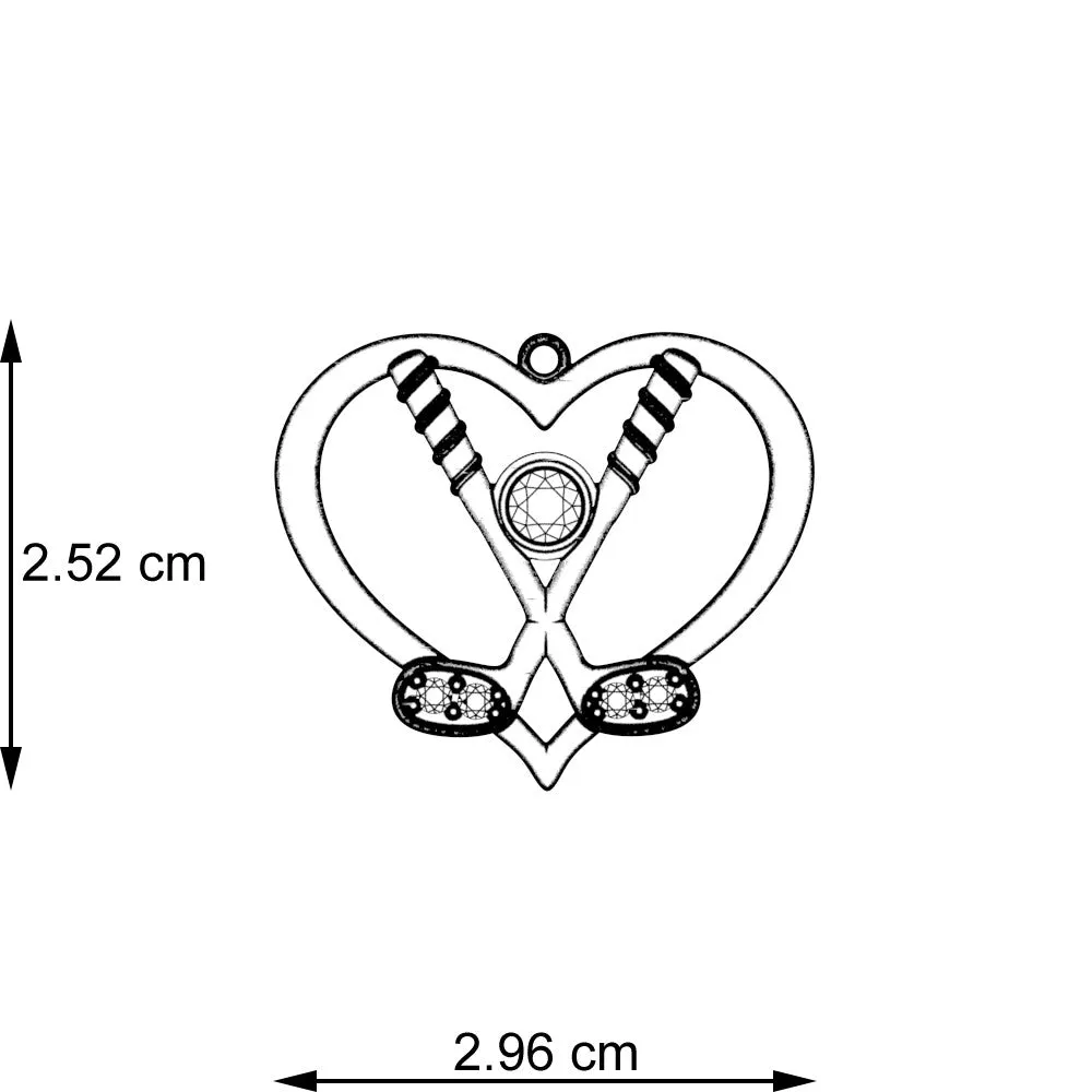Golf Clubs Heart Pendant